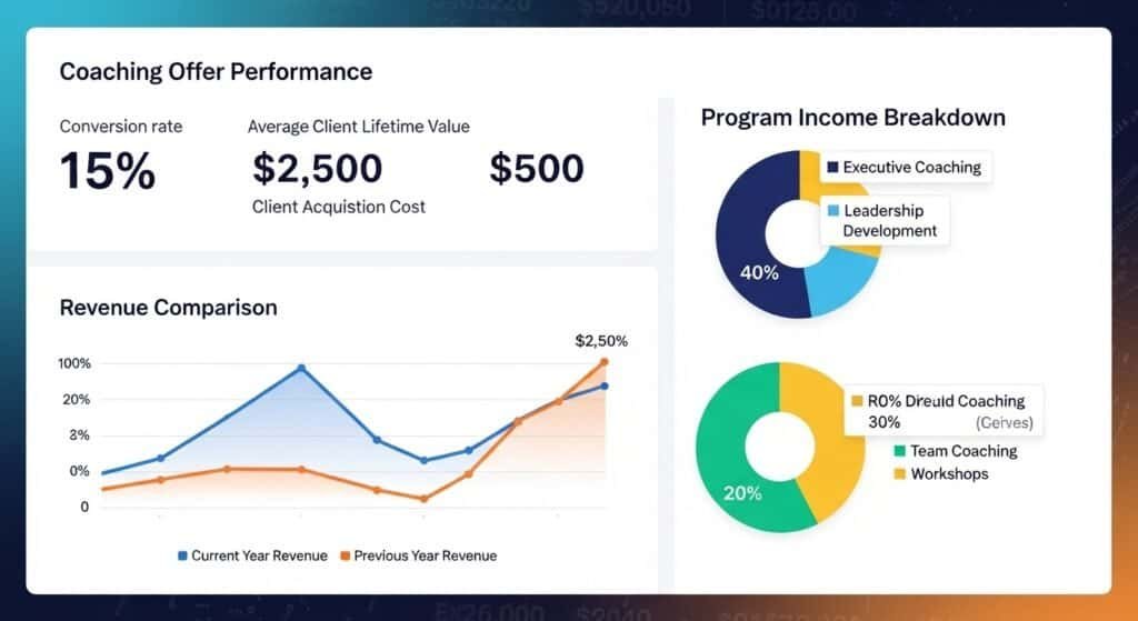 ai coaching revenue tracking software analyzing offer performance and income reports