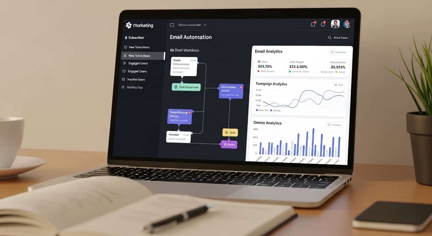 ConvertKit review for coaches showing email automation dashboard with subscriber segmentation and campaign analytics