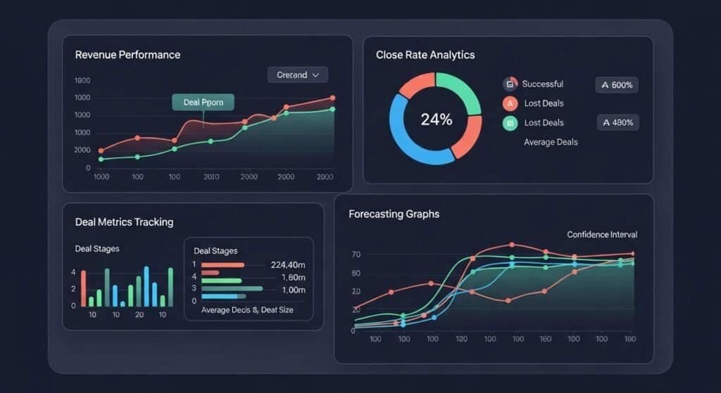 Features of sales tracking software including dashboards and deal analytics