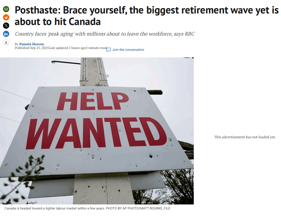 Canada Faces Largest Retirement Wave: 2.7 Million Boomers to Exit Workforce — Can Economy Cope?