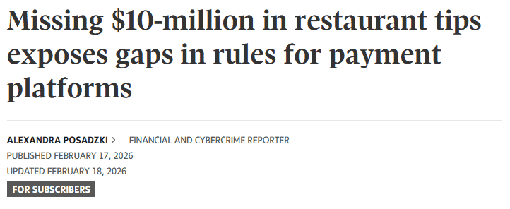 Canada Restaurant Tips Disruption: Millions in Funds Missing as Bank of Canada Steps In