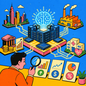AI investment super buildout across data centres, chips, cloud computing, power, finance, and enterprise applications