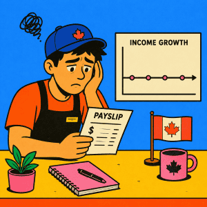 Young Canadian worker facing stagnant income growth