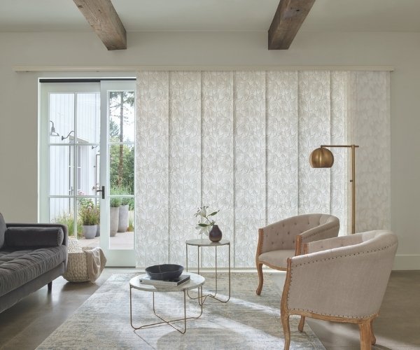 Skyline gliding panel blinds installation in castle rock living room