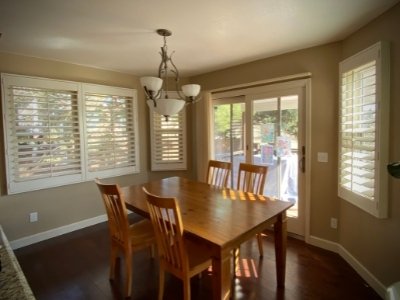 Palm beach shutters installation in littleton dining room