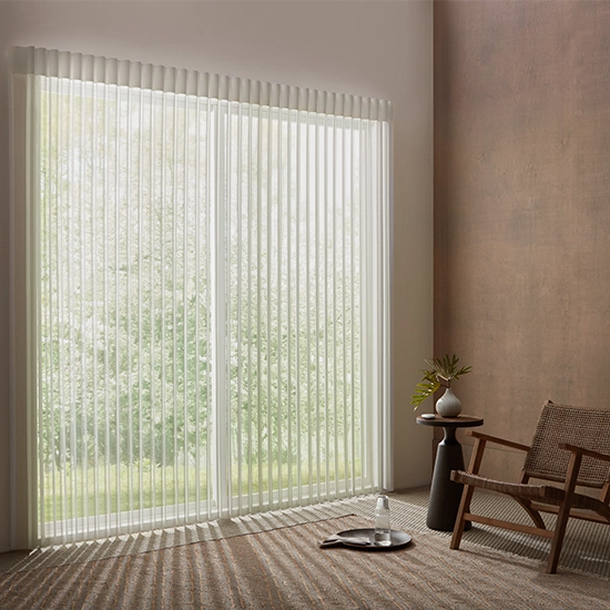 Hunter Douglas Luminette On Sliding Glass Door In Colorado Living Room