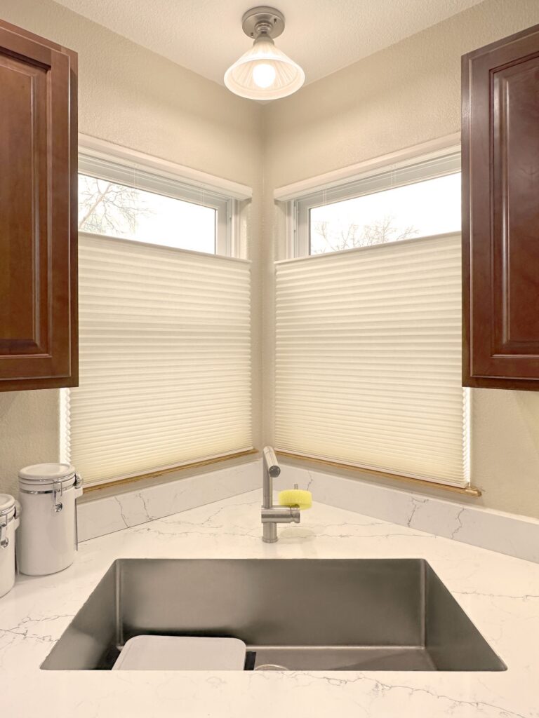 Hunter Douglas Duette Cellular Shades with PowerView Automation, Top-Down Bottom-Up, and Light Filtering fabric for Colorado kitchen