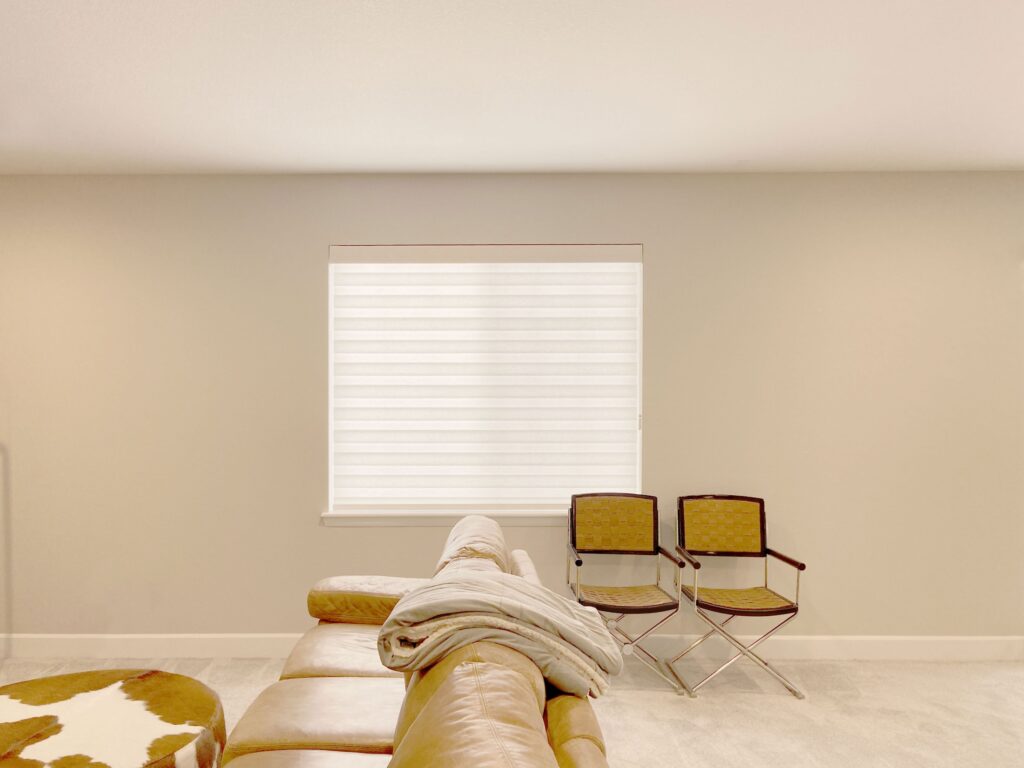 Hunter Douglas Designer Banded Shades (Zebra Shades) with Custom Clutch and Light Filtering Fabric for Colorado living room