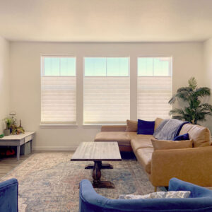 Hunter Douglas Solera Shades with PowerView automation and top-down bottom-up light filtering design