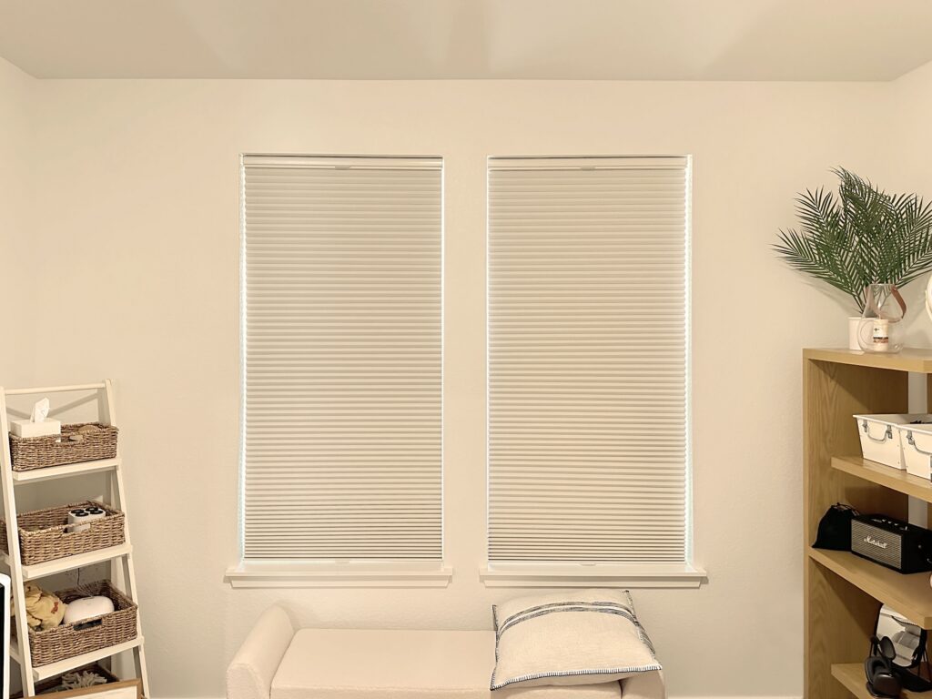 Hunter Douglas Applause Cellular Shades with LiteRise, Top-Down Bottom-Up, and Room Darkening fabric for Colorado home