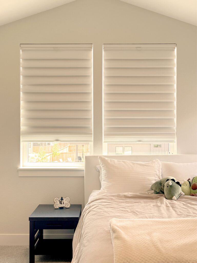 Hunter Douglas Vignette Roman Shades with LiteRise, Top-Down Bottom-Up, and Room Darkening fabric for Colorado bedroom