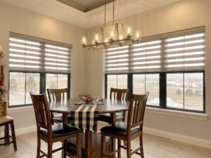 Elegant window shades for privacy and views.