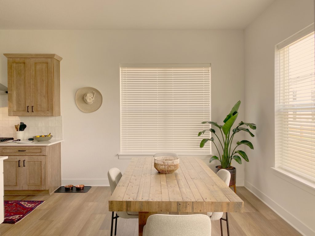 Hunter Douglas EverWood Composite Wood Blinds with Bottom Up design and Cord Lock operation