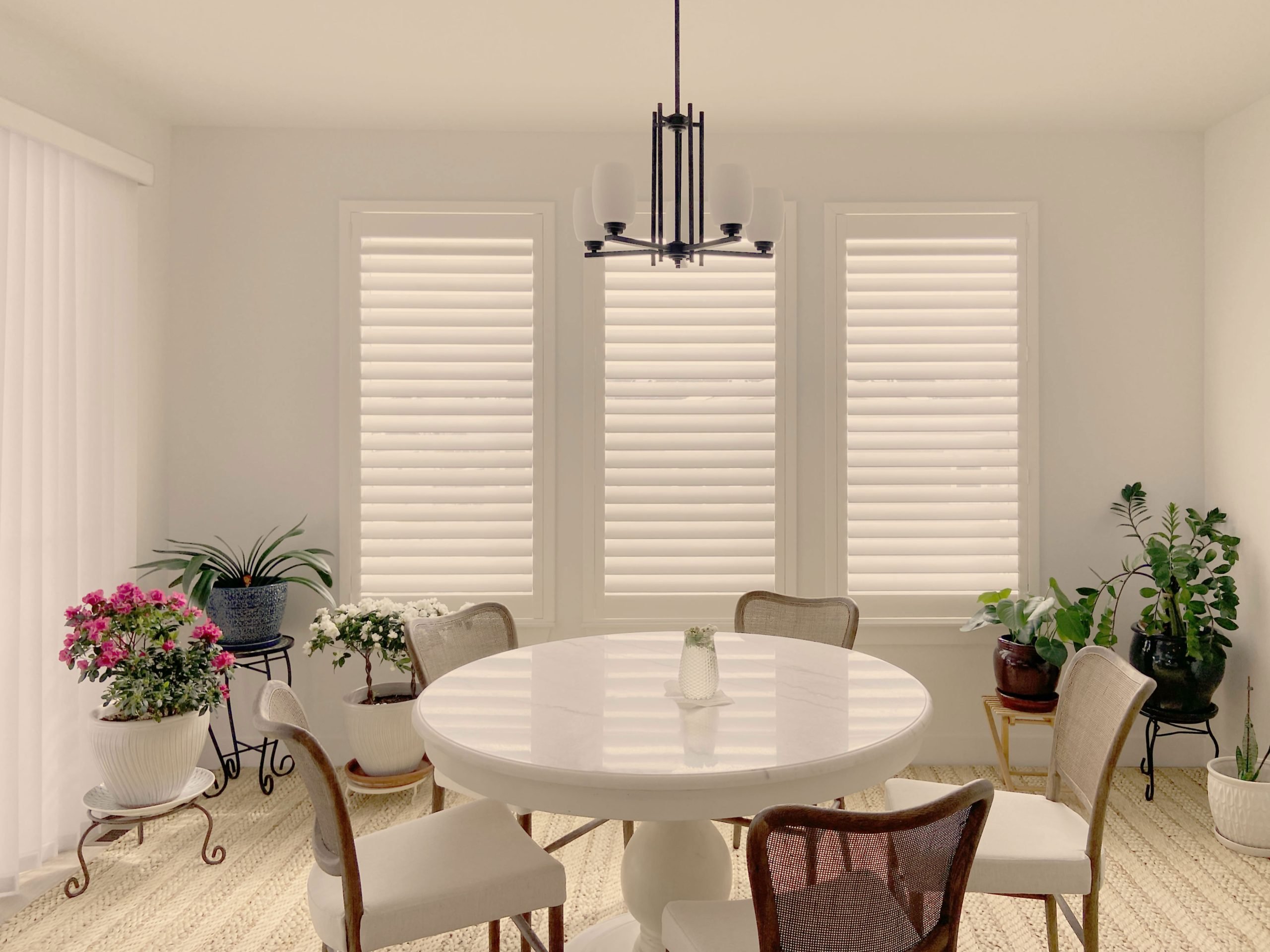 Hunter Douglas Palm Beach Polysatin Shutters with Z Frame and Hidden Tilt operation