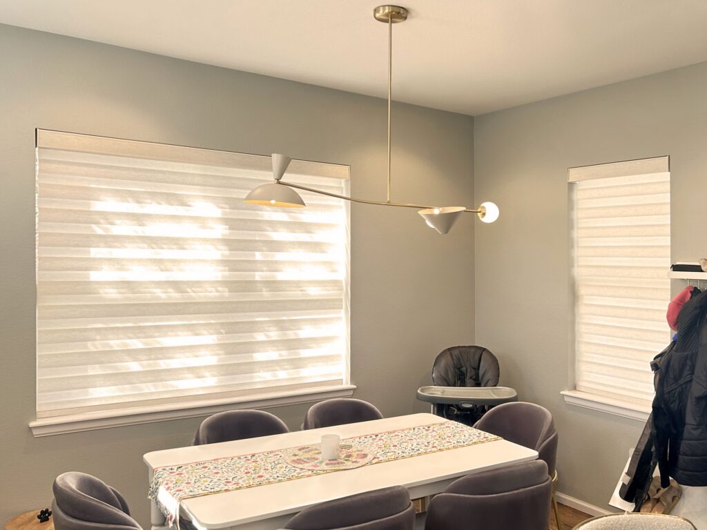 Hunter Douglas Designer Banded Shades with PowerView Automation for Colorado dining room