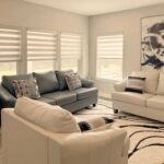 Hunter Douglas Designer Banded Shades with PowerView motorization and light filtering fabric for flexible light control