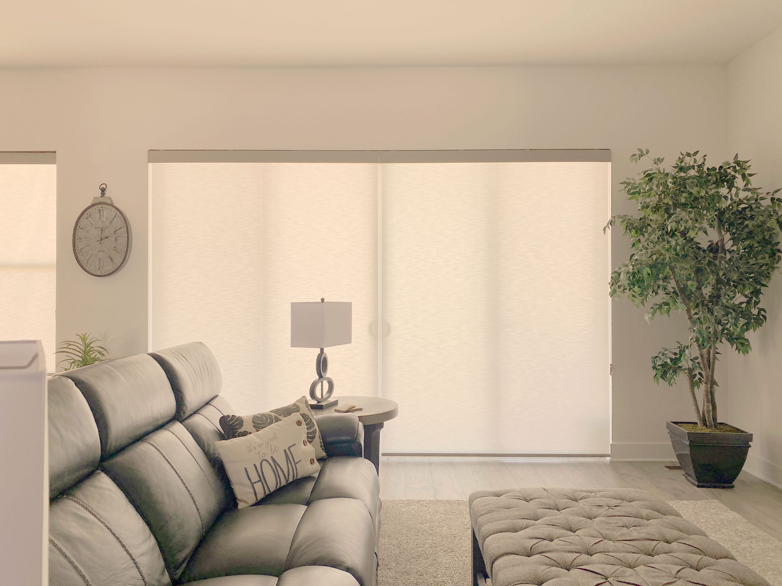 Hunter Douglas Designer Roller Shades with custom clutch operation and light filtering fabric