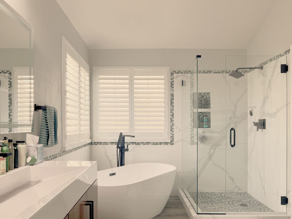 Hunter Douglas Palm Beach Polysatin Shutters in Denver with hidden tilt system and Z frame design