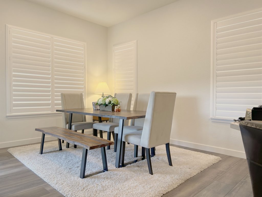 Hunter Douglas Palm Beach Polysatin Shutters in Denver with hidden tilt system and Z frame design