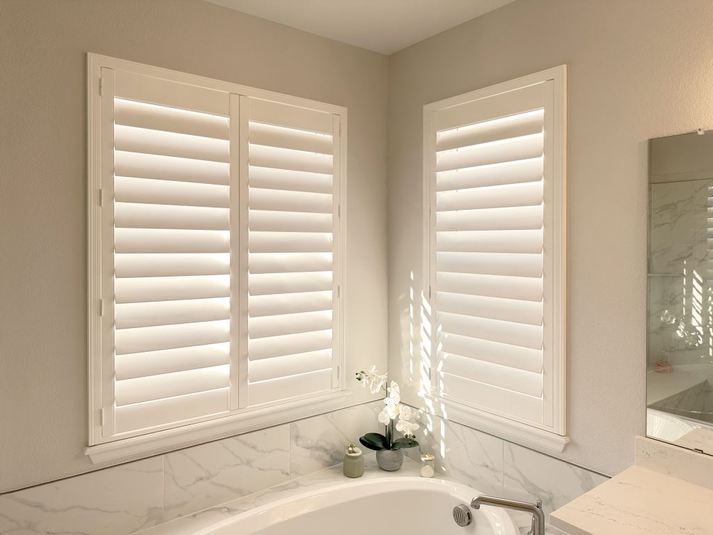 Hunter Douglas Palm Beach Polysatin Shutters in Denver with hidden tilt system and Z frame design