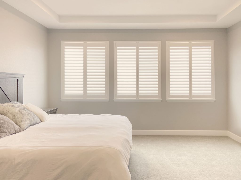 Hunter Douglas Palm Beach Polysatin Shutters in Denver with hidden tilt system and Z frame design