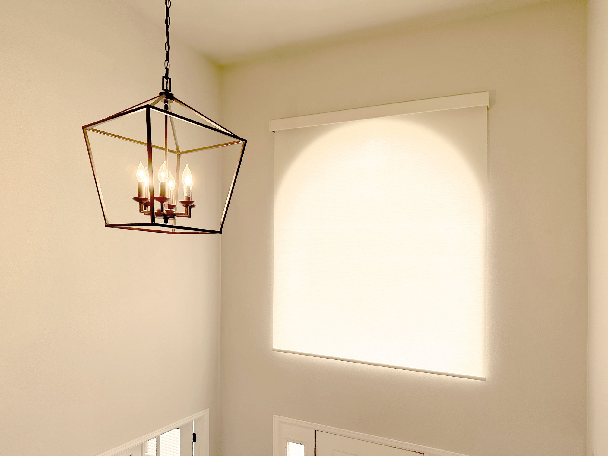 Window treatment with roller shade in Colorado Springs.