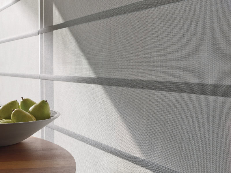 Hunter Douglas Alustra Architectural Roller Shades with Light Filtering fabric and Custom Clutch operating system.