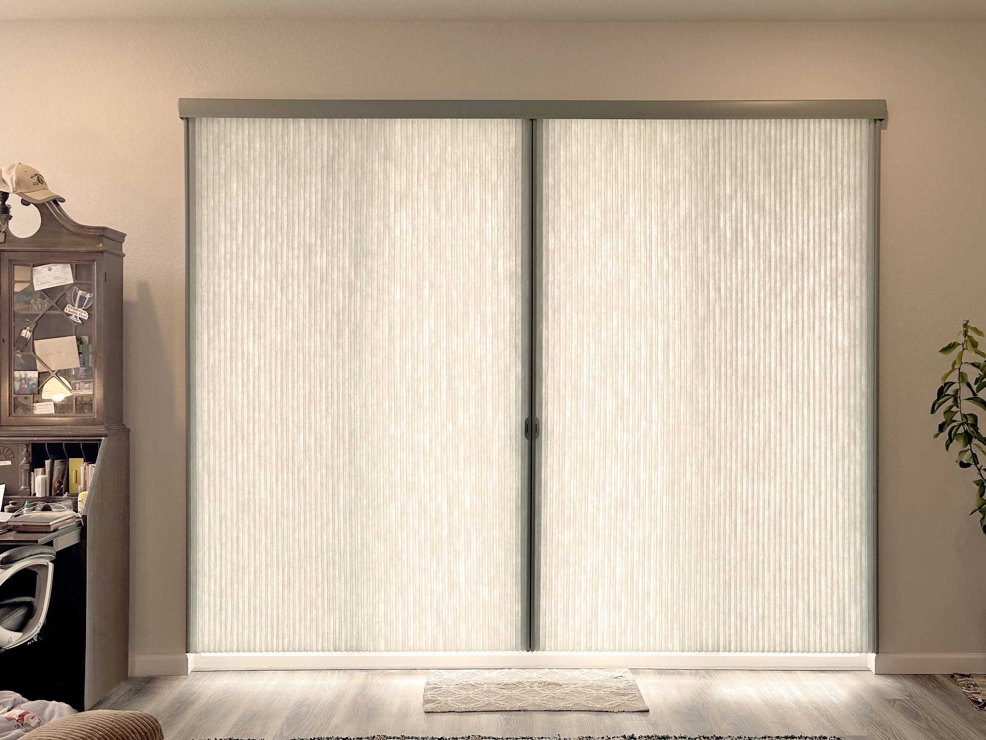 Hunter Douglas Applause Cellular Shades with Vertiglide vertical operation and light filtering fabric