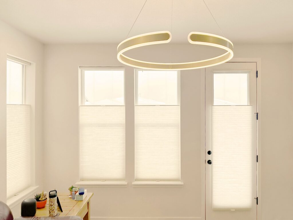 Hunter Douglas Applause Cellular Shades with LiteRise cordless operation and Top-Down Bottom Up light filtering design