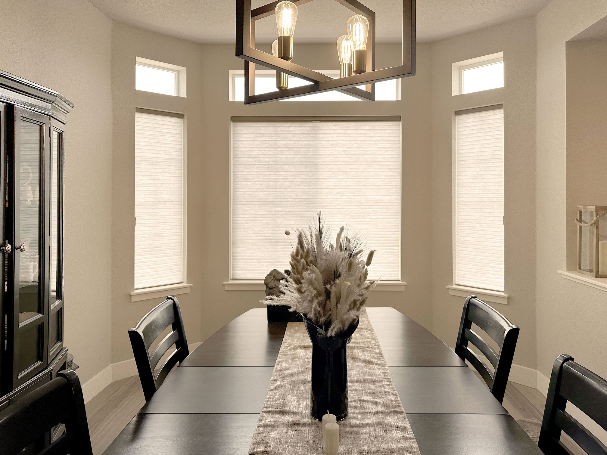 Hunter Douglas Applause Cellular Shades with Light Filtering fabric and EasyRise continuous cord loop operation.
