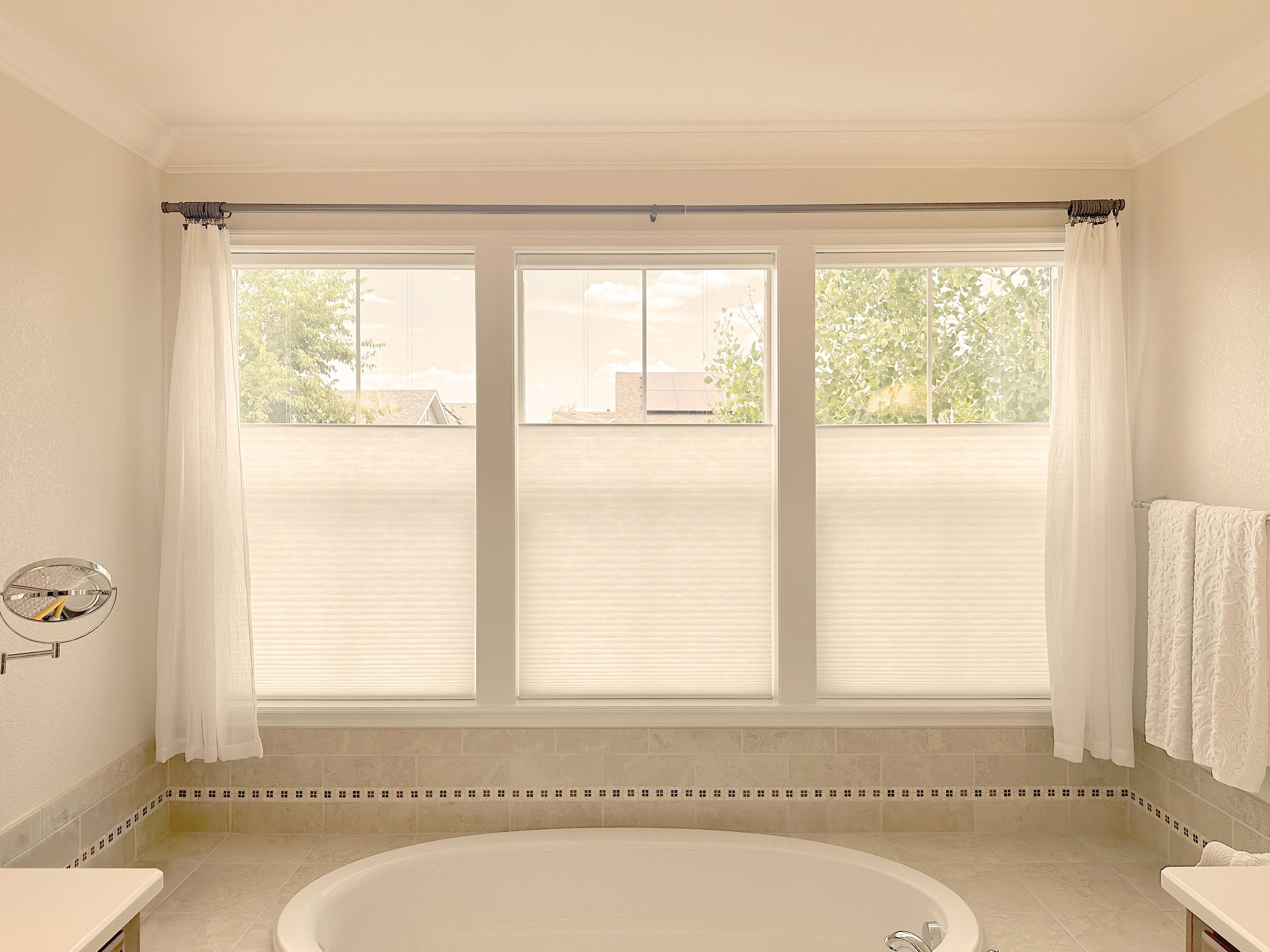 Hunter Douglas Applause Cellular Shades with PowerView Automation, Top-Down Bottom-Up design, and light filtering fabric for Colorado homes