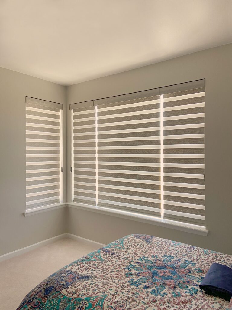 Hunter Douglas Designer Banded Shades with PowerView automation, Custom Clutch, and Light Filtering fabric