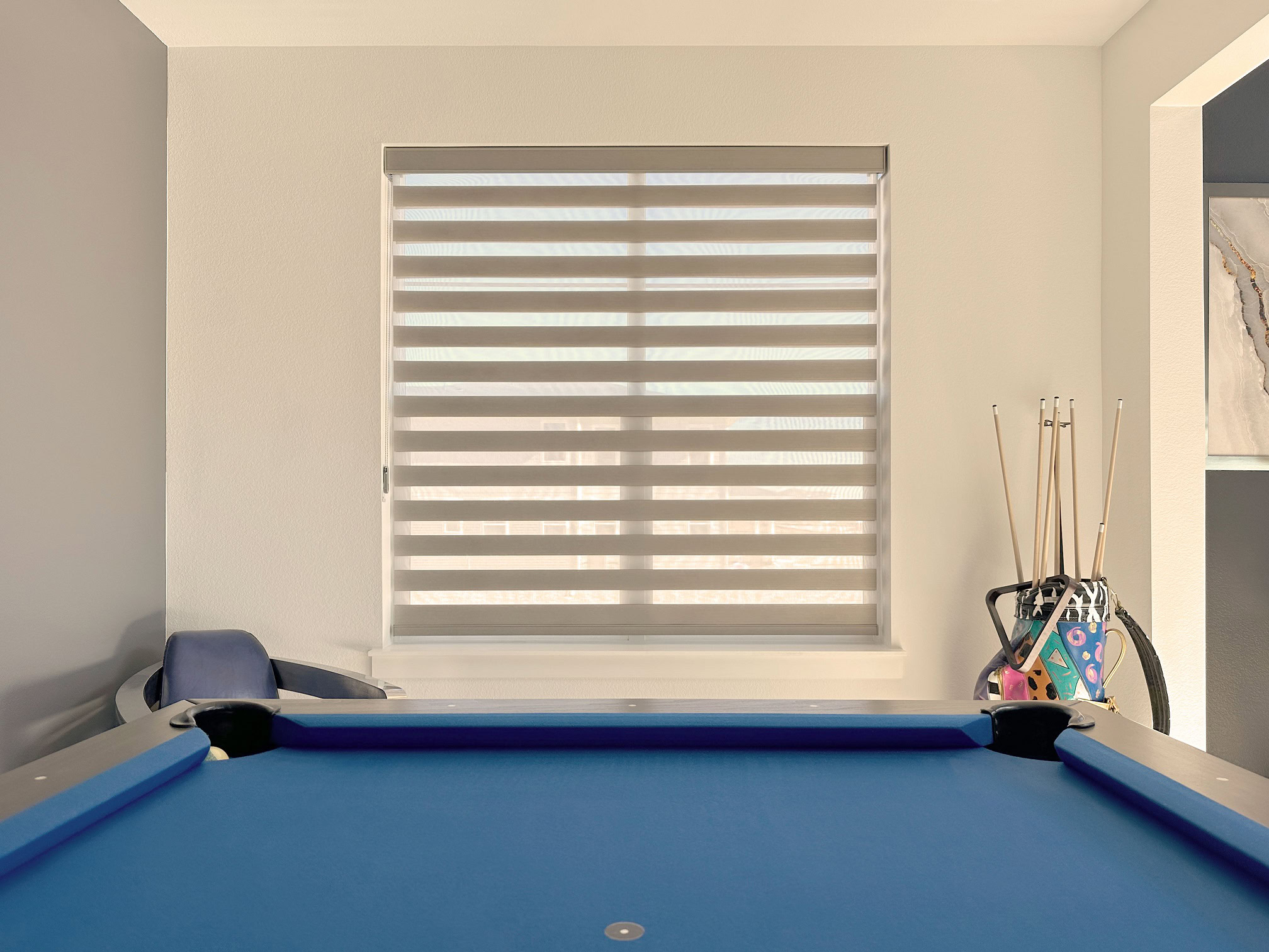 Hunter Douglas Designer Banded Shades with Custom Clutch operation and Light Filtering fabric for Colorado homes