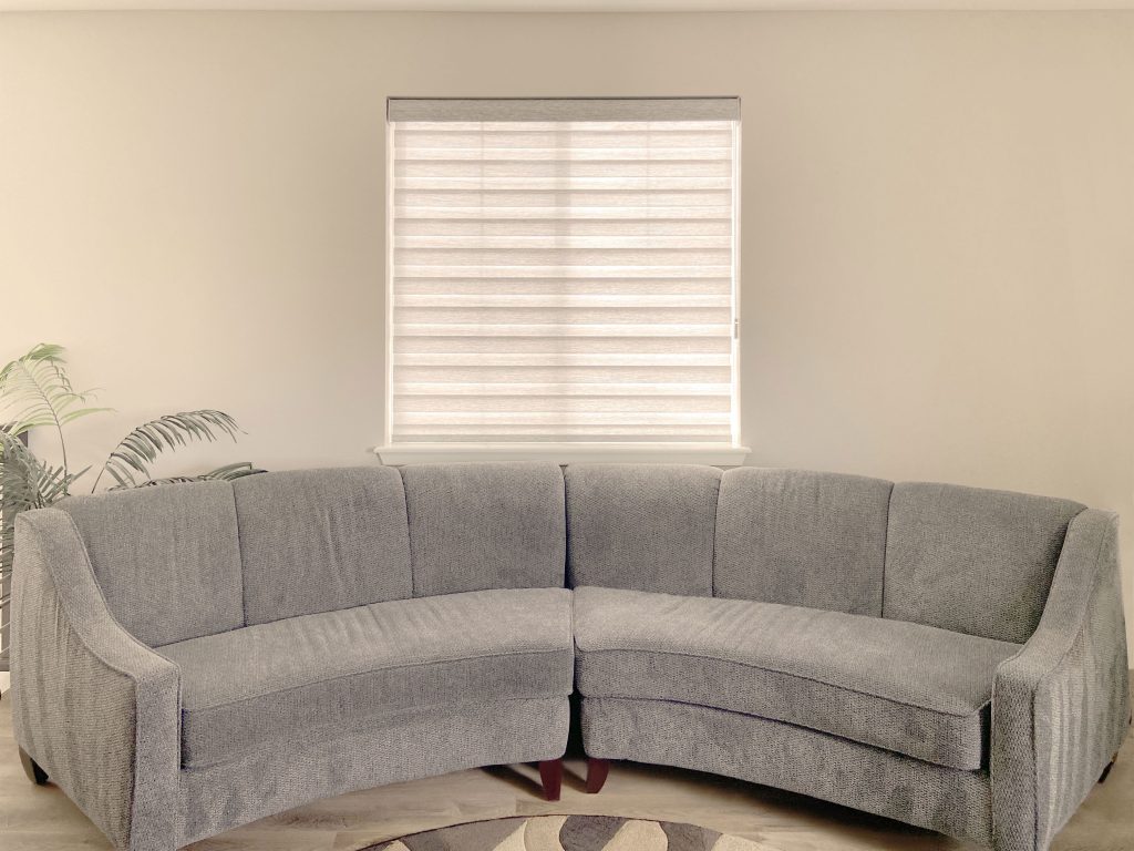 Hunter Douglas Designer Banded Shades with Custom Clutch operation and light filtering fabric