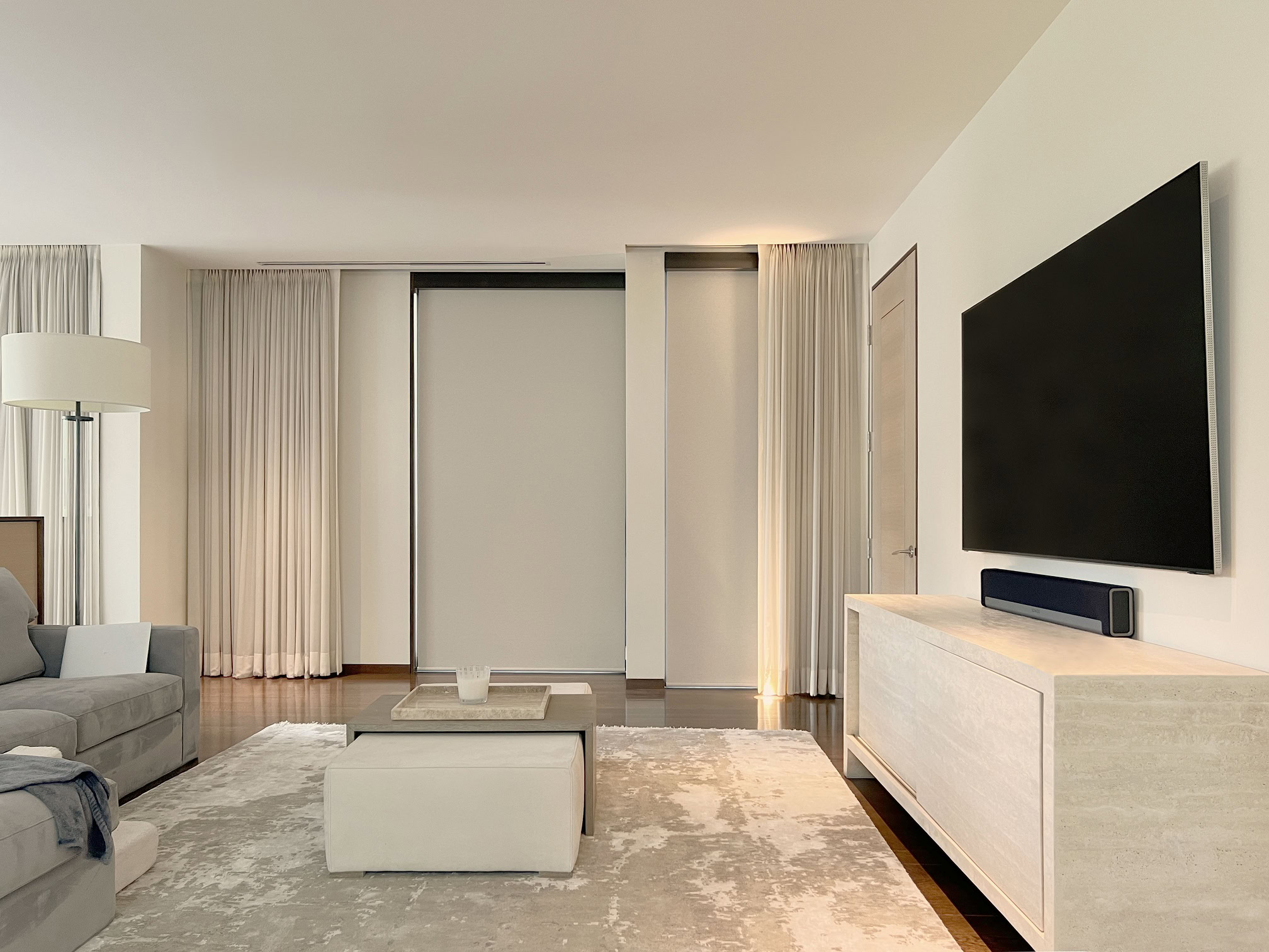 Hunter Douglas Designer Roller Shades with PowerView Automation and room darkening fabric for Colorado homes