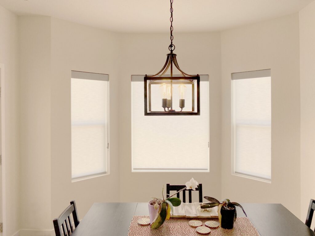 Hunter Douglas Designer Roller Shades with Custom Clutch operation and light filtering fabric