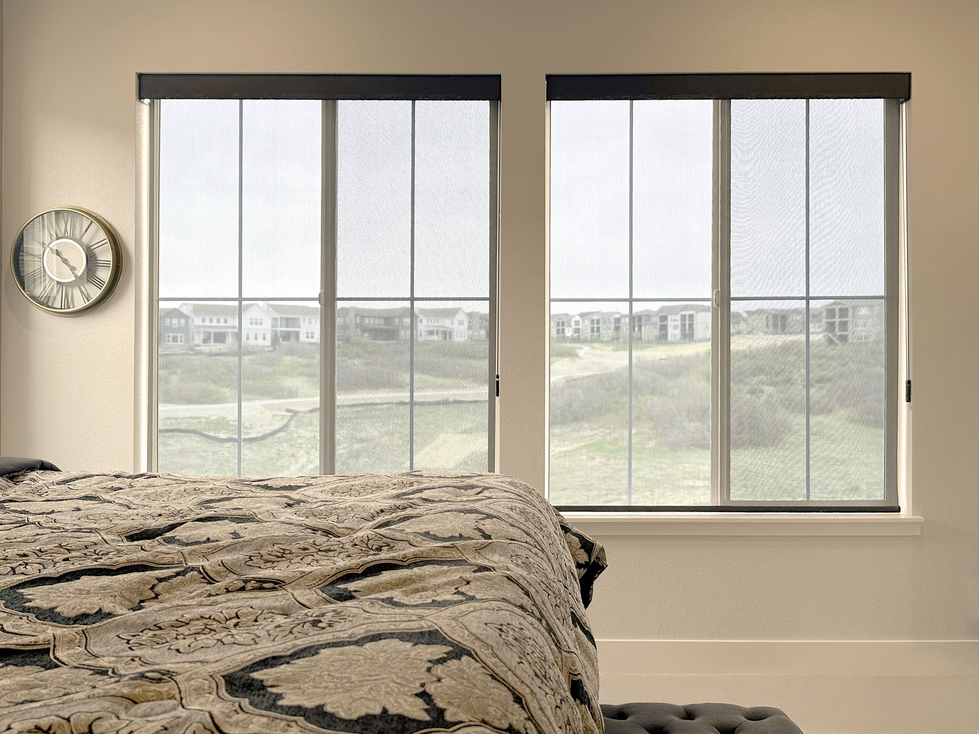 Hunter Douglas Designer Screen Shades with Custom Clutch operation and Light Filtering fabric