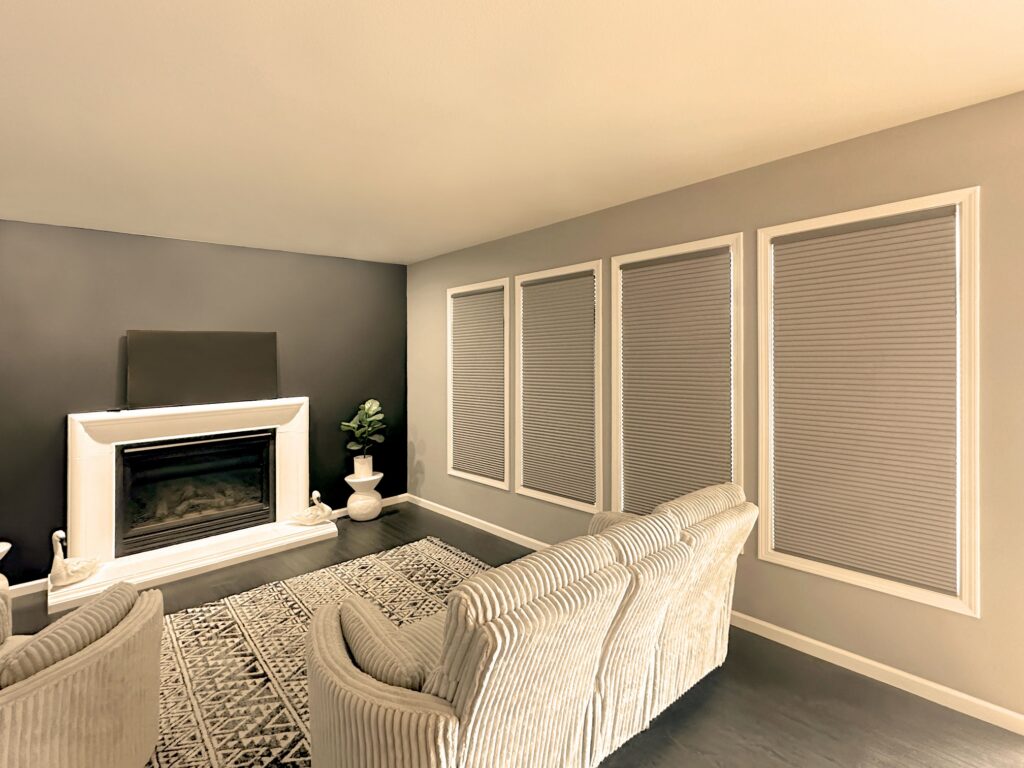 Hunter Douglas Duette Cellular Shades with PowerView motorization and room darkening fabric
