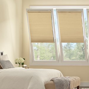 Hunter Douglas Duette Cellular Shades with PowerView automation, Top-Down Bottom Up operation, and room darkening fabric