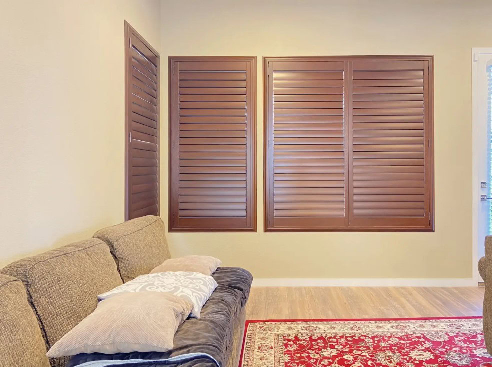 Hunter Douglas NewStyle Hybrid Shutters with Hidden Tilt operation in Lakewood.