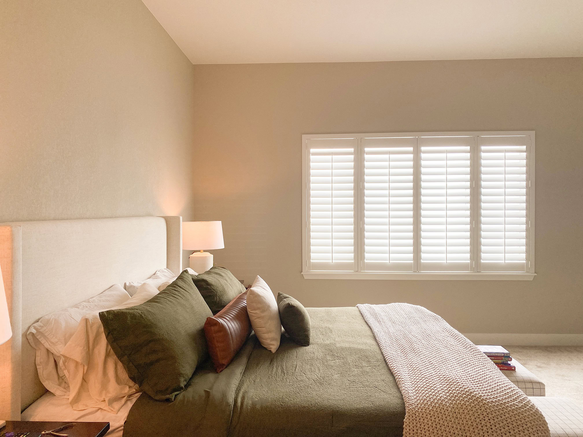 Hunter Douglas Palm Beach Polysatin Shutters with Front Center Tilt and Z Frame