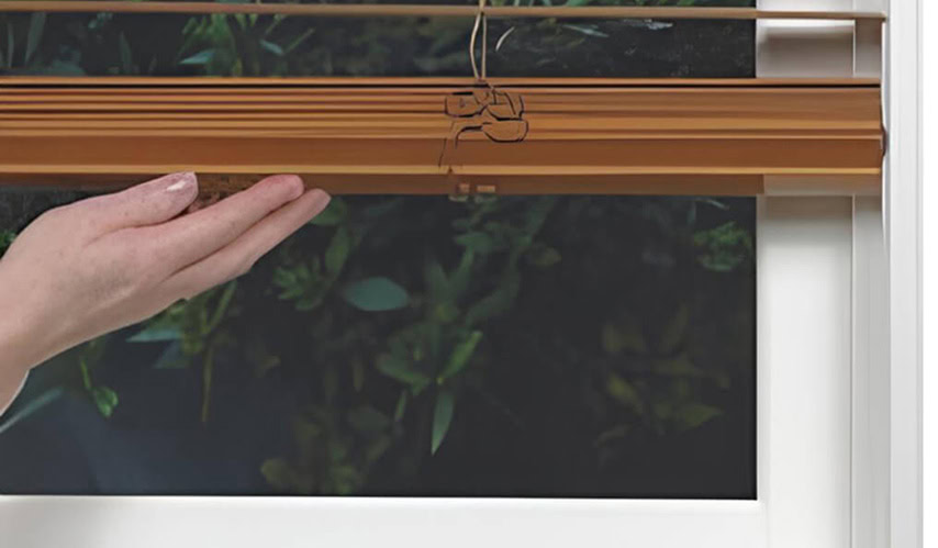 Hunter Douglas Parkland Natural Wood Blinds with LiteRise operating system