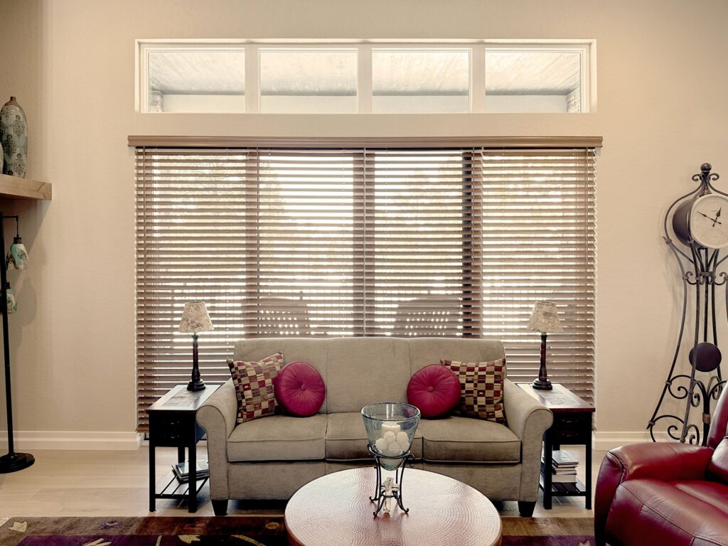 Hunter Douglas Parkland Natural Wood Blinds with SimpleLift cordless operation for Colorado homes