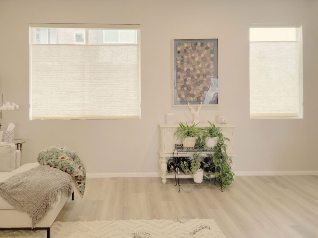 Hunter Douglas Provenance Woven Wood Shades with EasyRise operation and Top-Down Bottom-Up light filtering design for Colorado homes