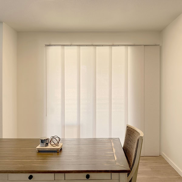 Hunter Douglas Skyline Panel-Track Blinds with Wand Control, Right Stack Vertical, and Light Filtering Fabric for Colorado Homes