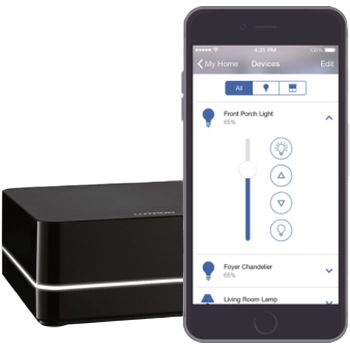 Lutron mobile app and Smart Bridge with RA2 Select system for whole-home lighting control