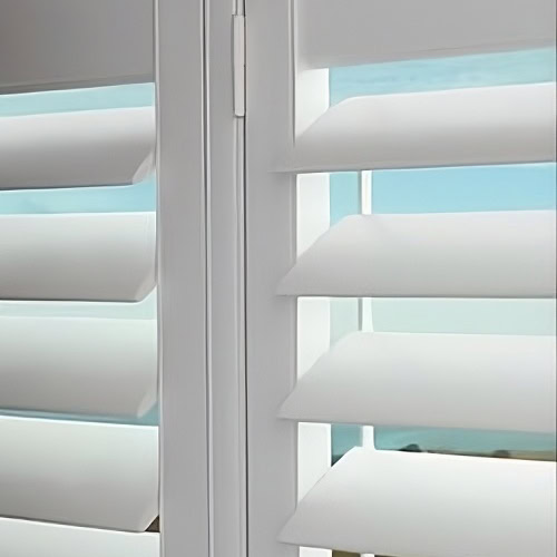 Hunter Douglas Palm Beach Polysatin Shutters with TruView Rear Tilt for Colorado homes