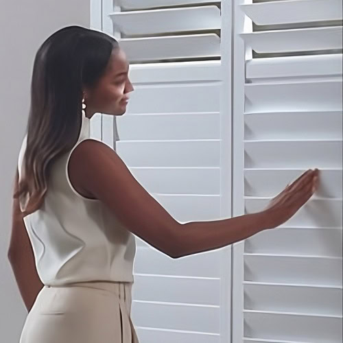 Hunter Douglas NewStyle Hybrid Shutters with SoftClose operating system for Colorado home