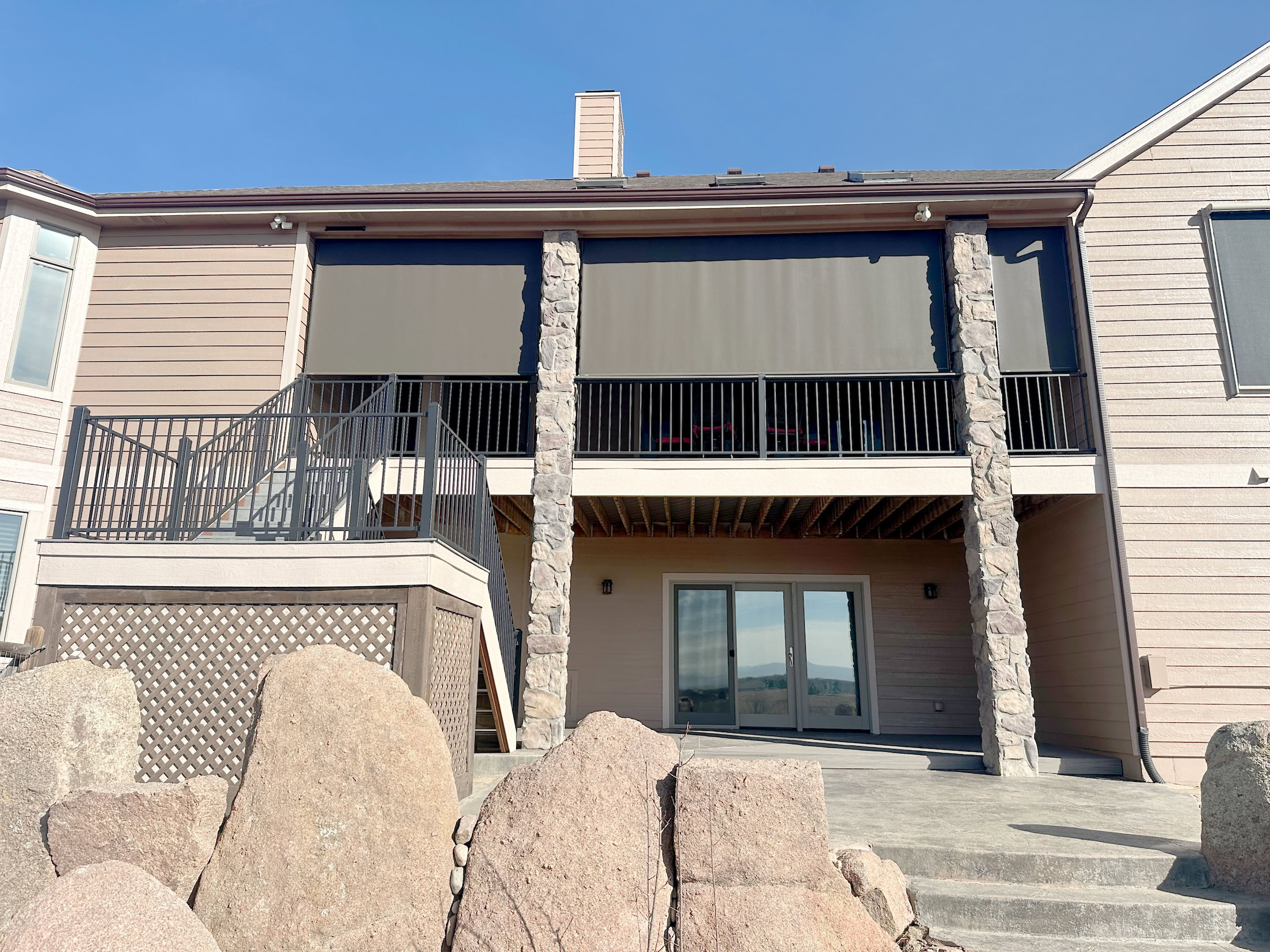 Motorized Insolroll Solar Shades with Light Filtering fabric for Colorado Homes