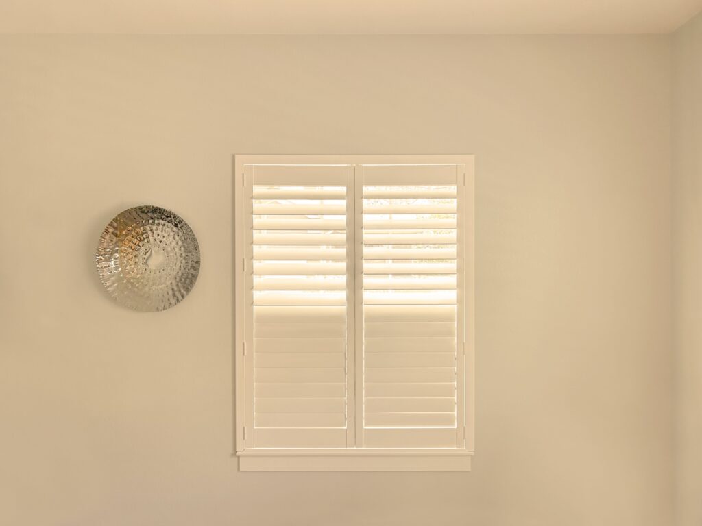 Hunter Douglas Palm Beach Polysatin Shutters with Hidden Tilt and Z Frame for Castle Rock Home